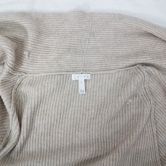 Leith Size L Open Front Long Cardigan Sweater in Beige Oatmeal Medium Heather - Picture 9 of 10